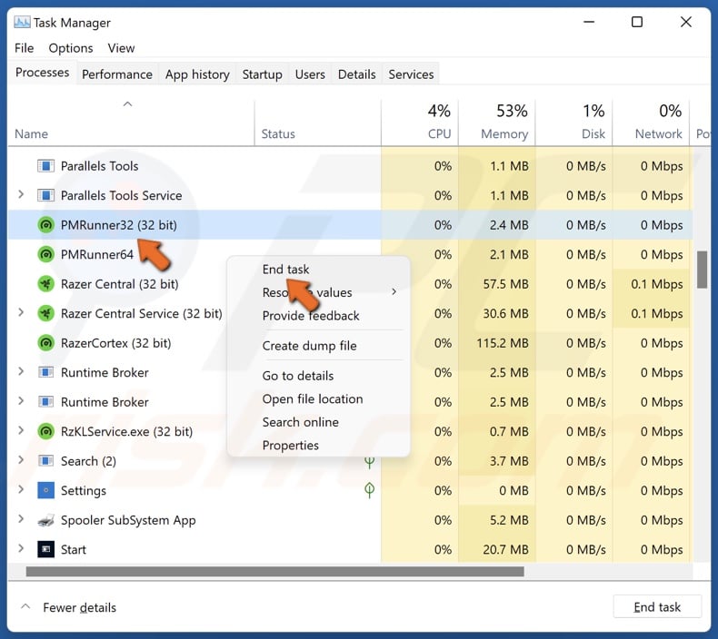 Make sure that no Razer Cortex processes are running
