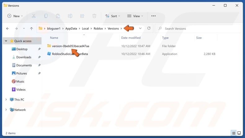 Access the newest Reblox version folder