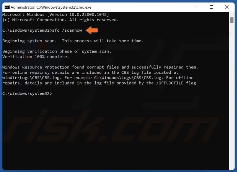 Type in SFC /ScanNow in Command Prompt and press Enter