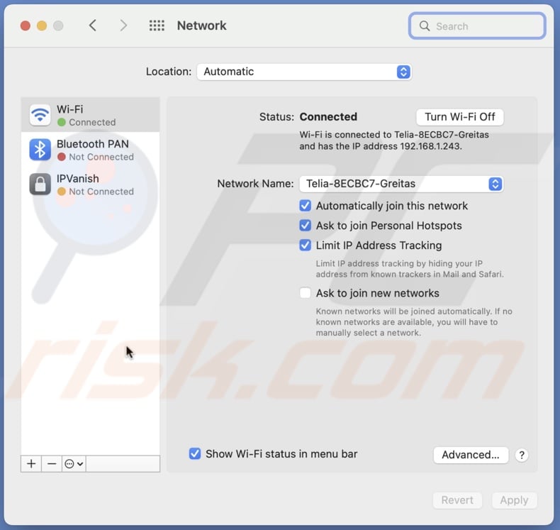 Connect to private Wi-Fi