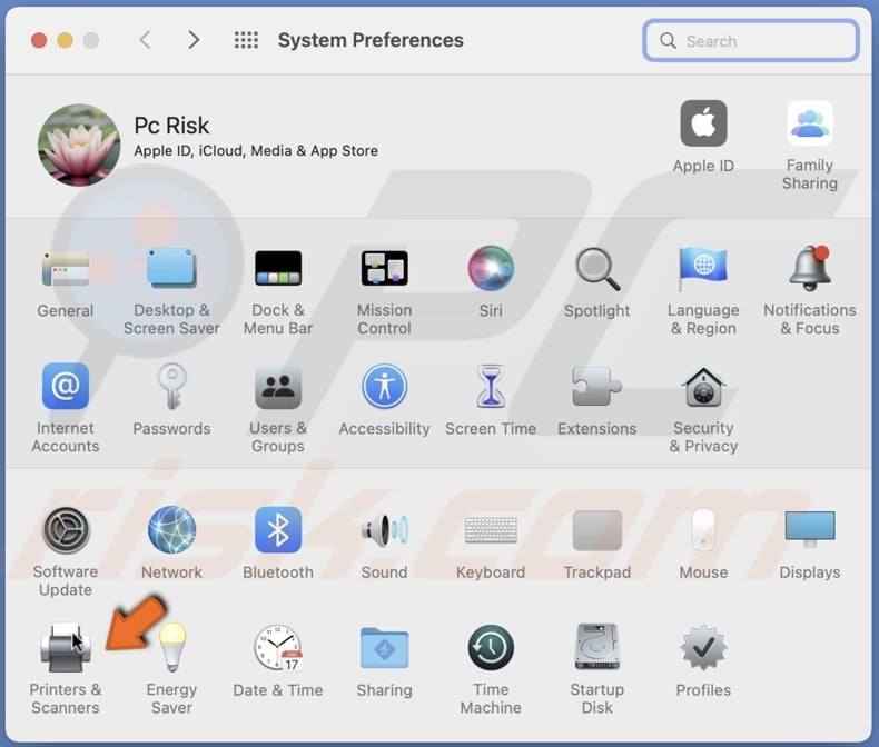 Go to Printers and Scanners
