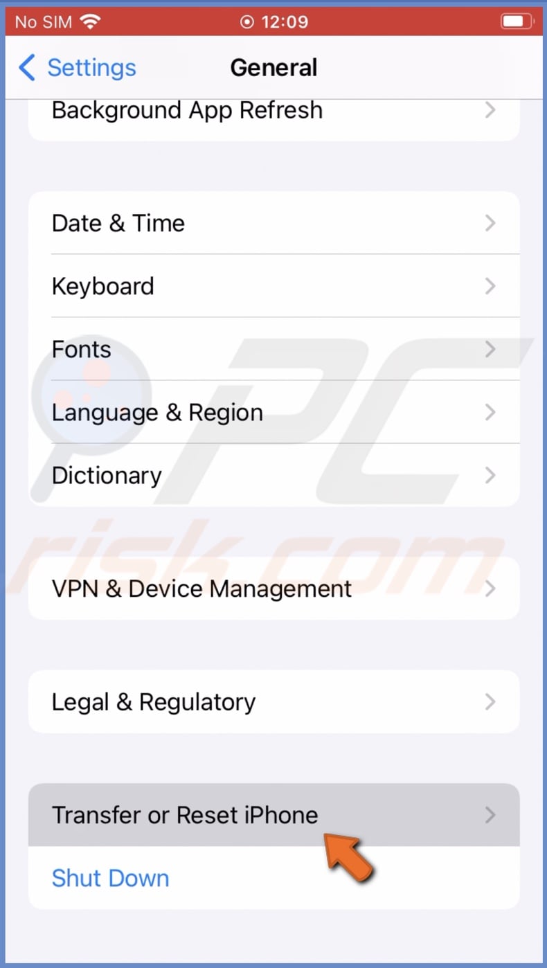 Transfer or Reset iPhone