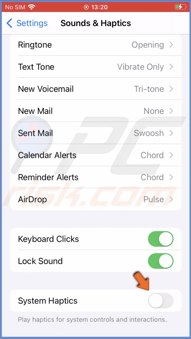 Disable System Haptics