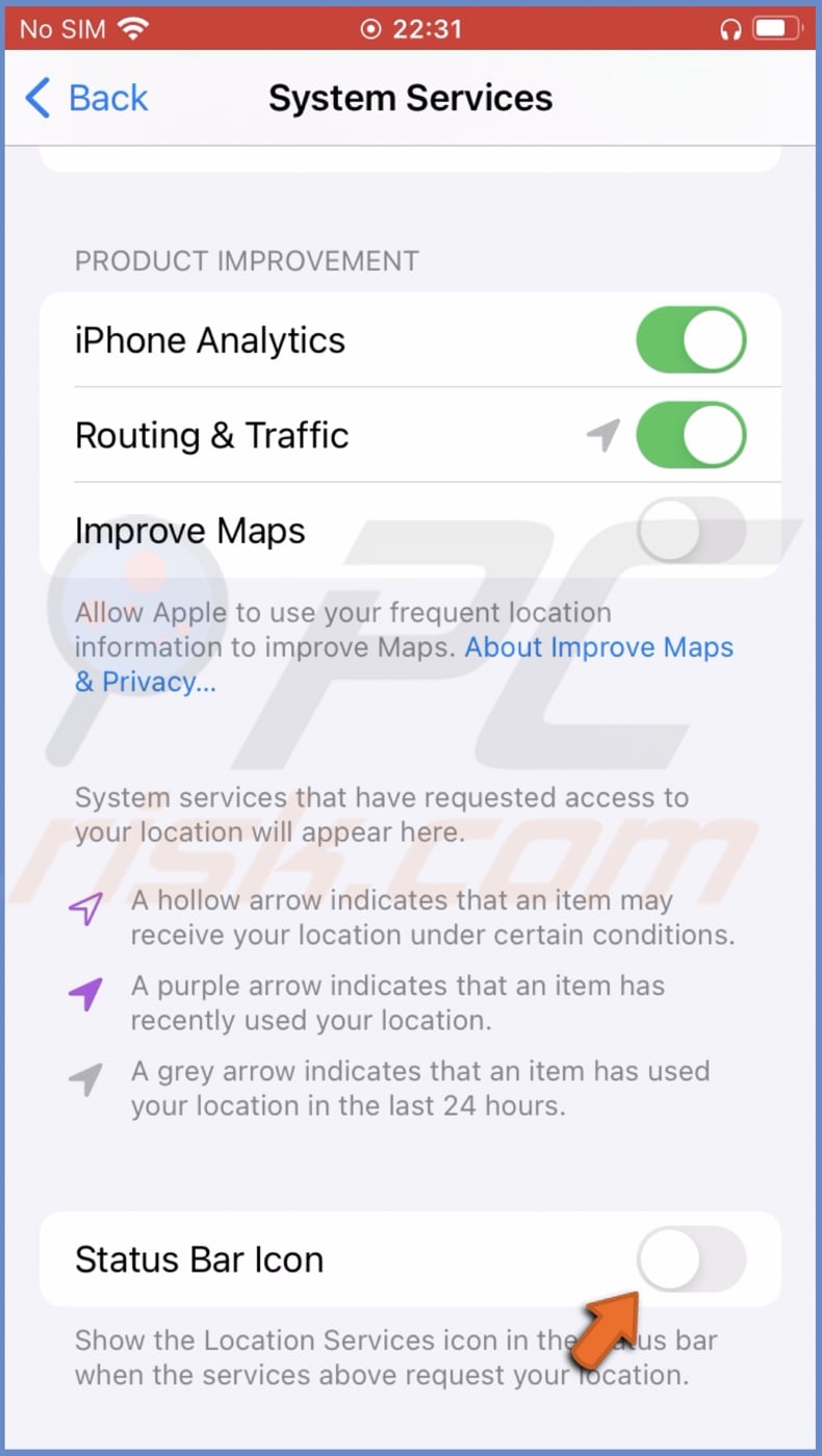 Disable Status Bar Icon