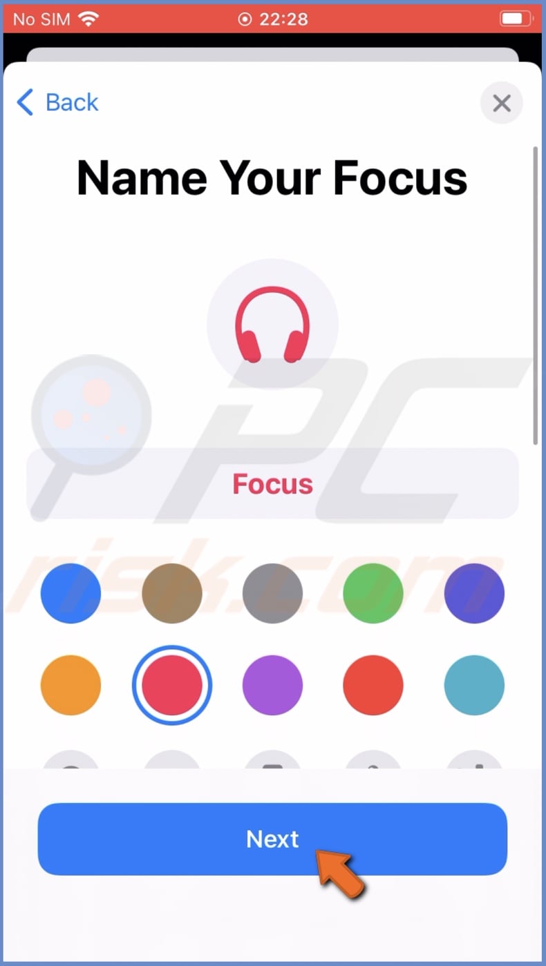 Select focus name, emoji and its color