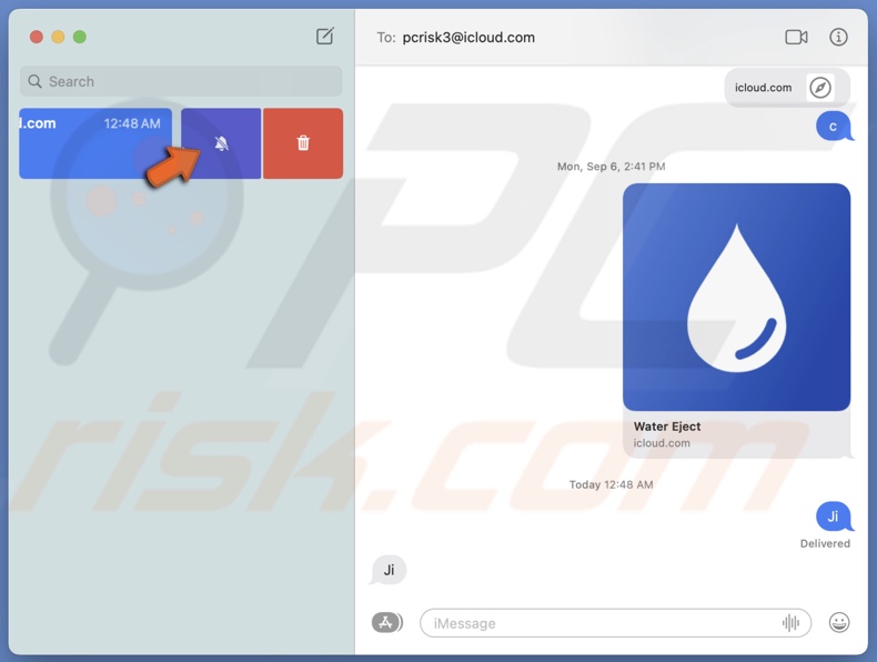 Click on the bell icon to mute notifications