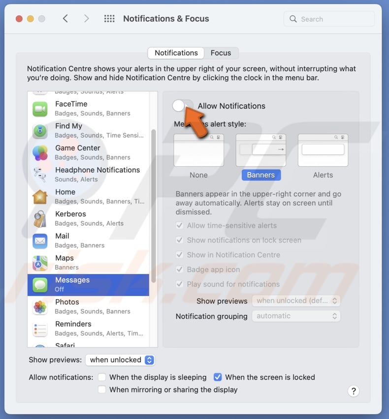 Disable all notifications