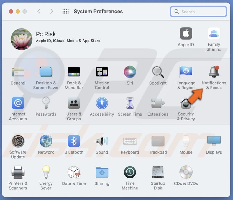 Go to Notifications & Focus
