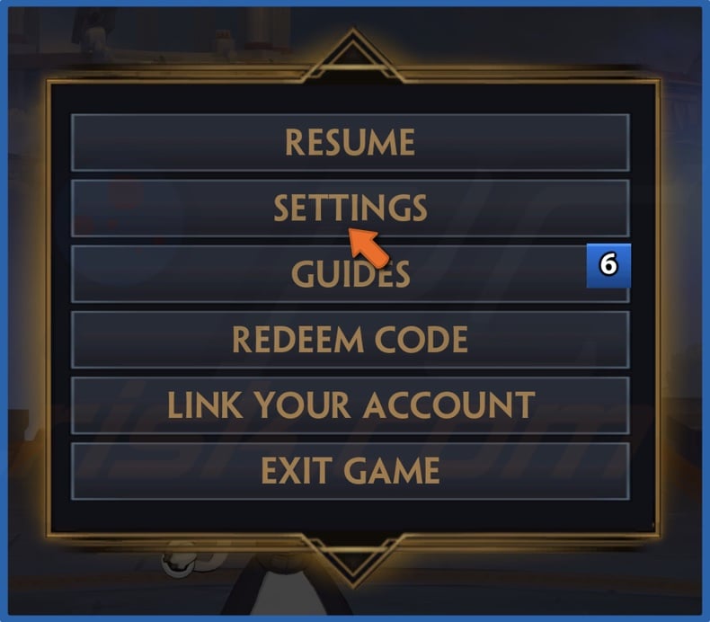 Click Settings in Smite menu
