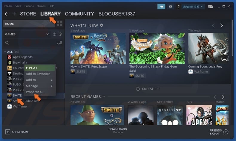 Right-click Smite and select Properties