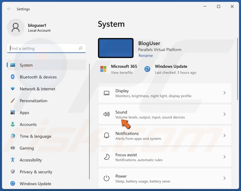 The the System panel, select Sound