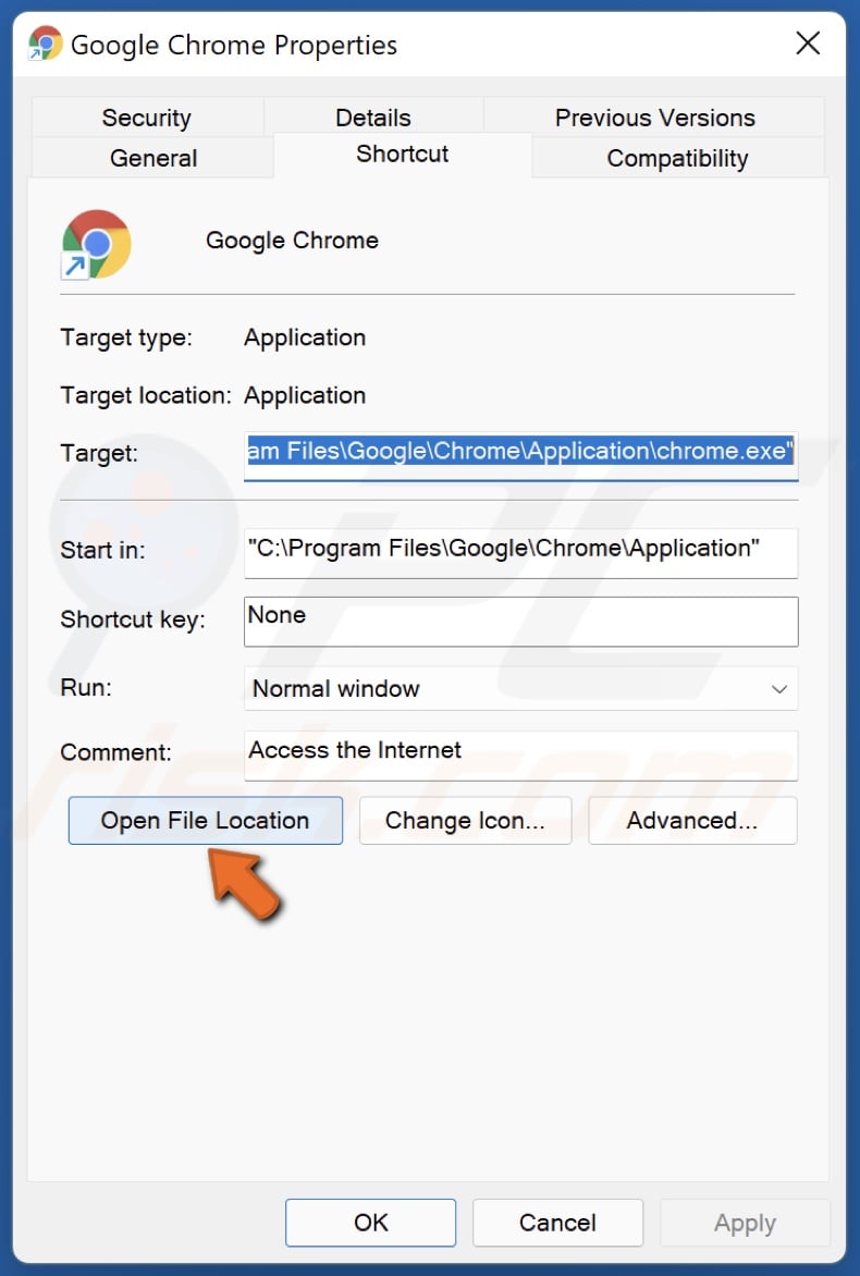 Click Open File Location