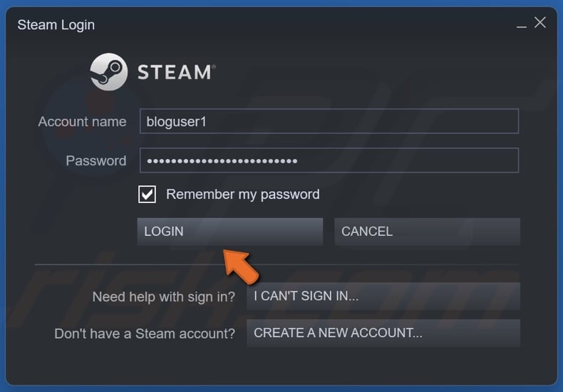 Enter your user name and password and click Login