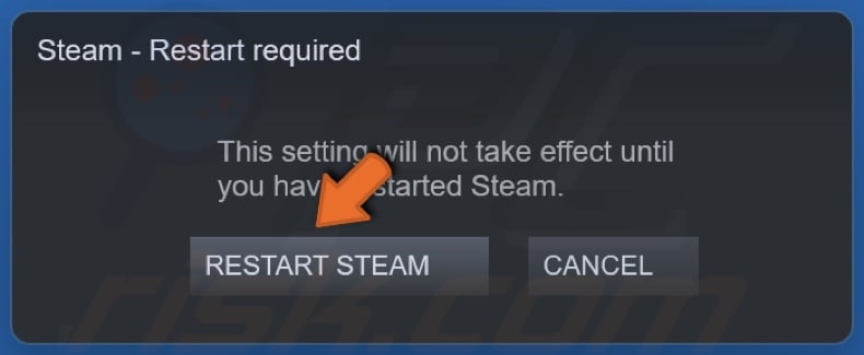 Click Restart Steam