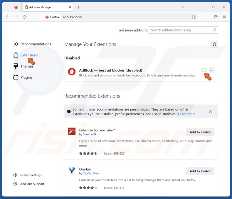 Toggle off the ad blocker extension