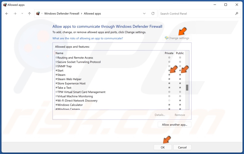 Mark Private and Public checkboxes to allow Steam through the Firewall