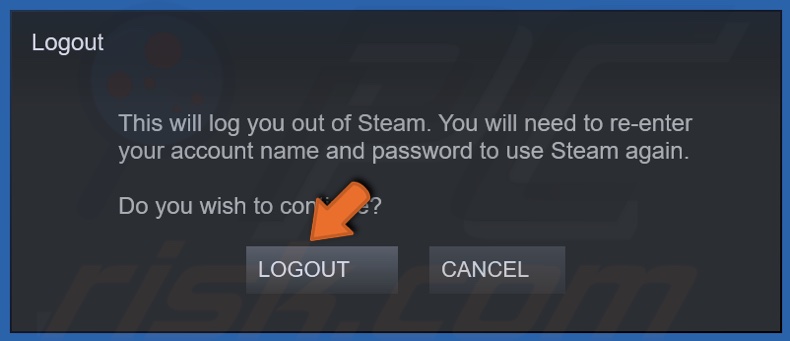 Click Logout when prompted
