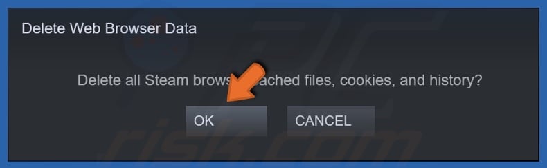 Click OK to delete the browsing data