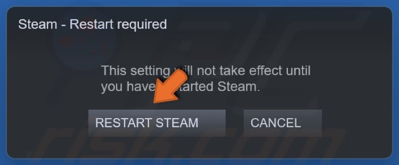 Click Restart Steam