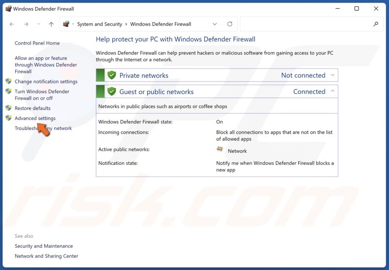 Select Advanced settings