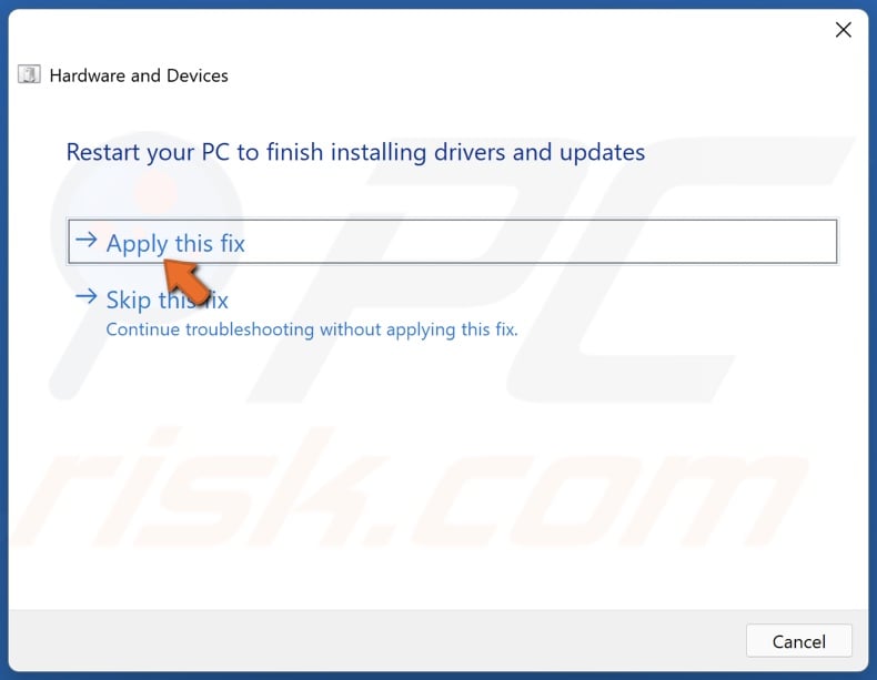 Click Apply this fix