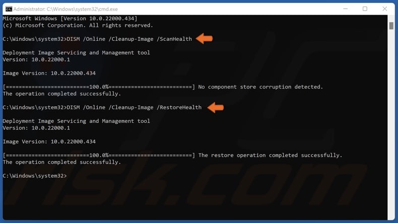 Run DISM RestoreHealth scan