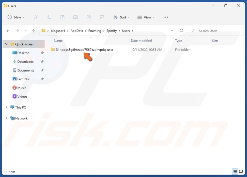Access your Spotify user folder