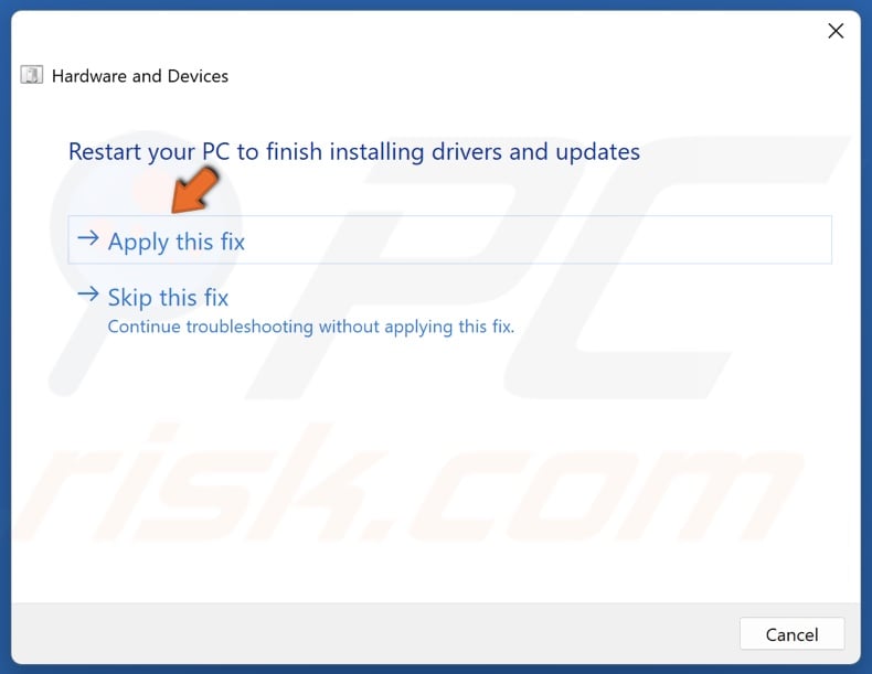 Click Apply this fix