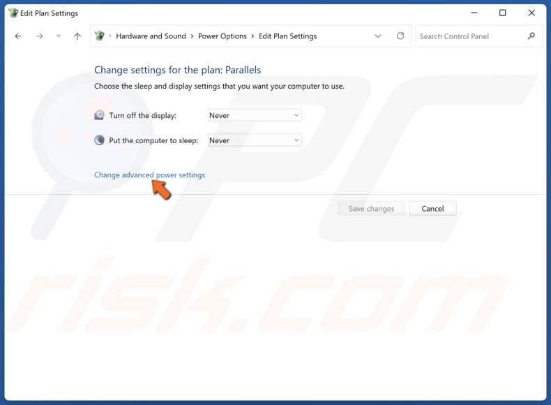Click Change advanced power settings