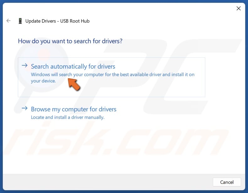 Select Search automatically for drivers