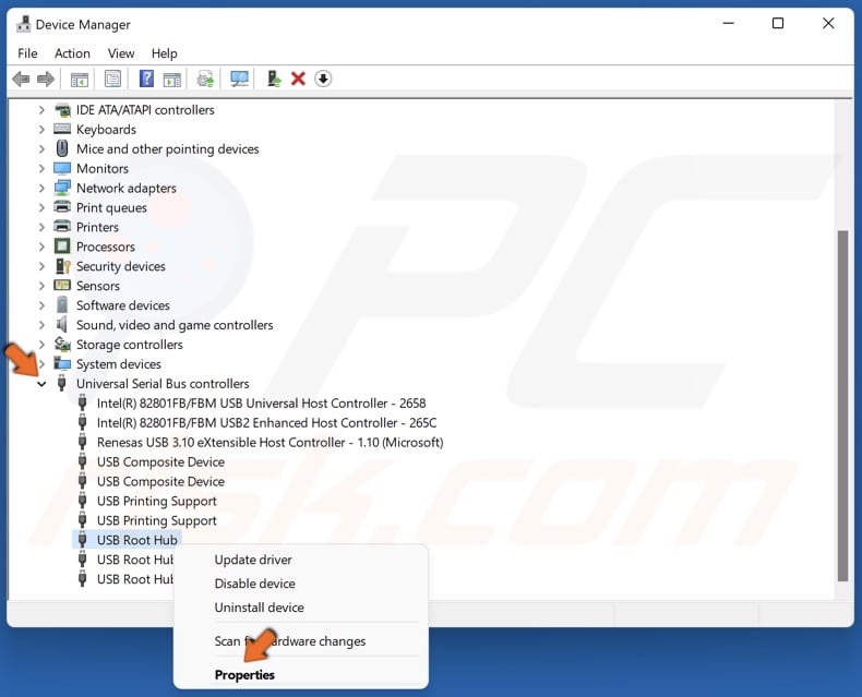 Right-click Unknown USB Device (Port Reset Failed) and click Properties