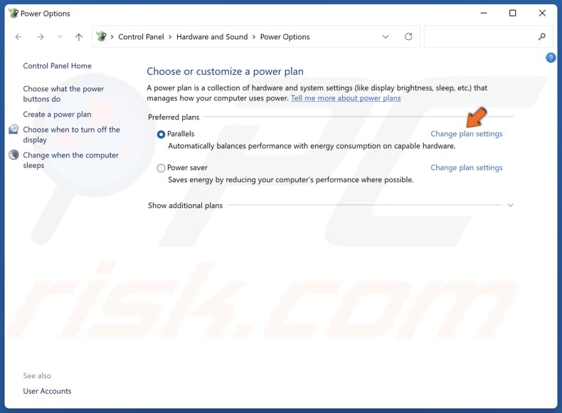 Click Change plan settings