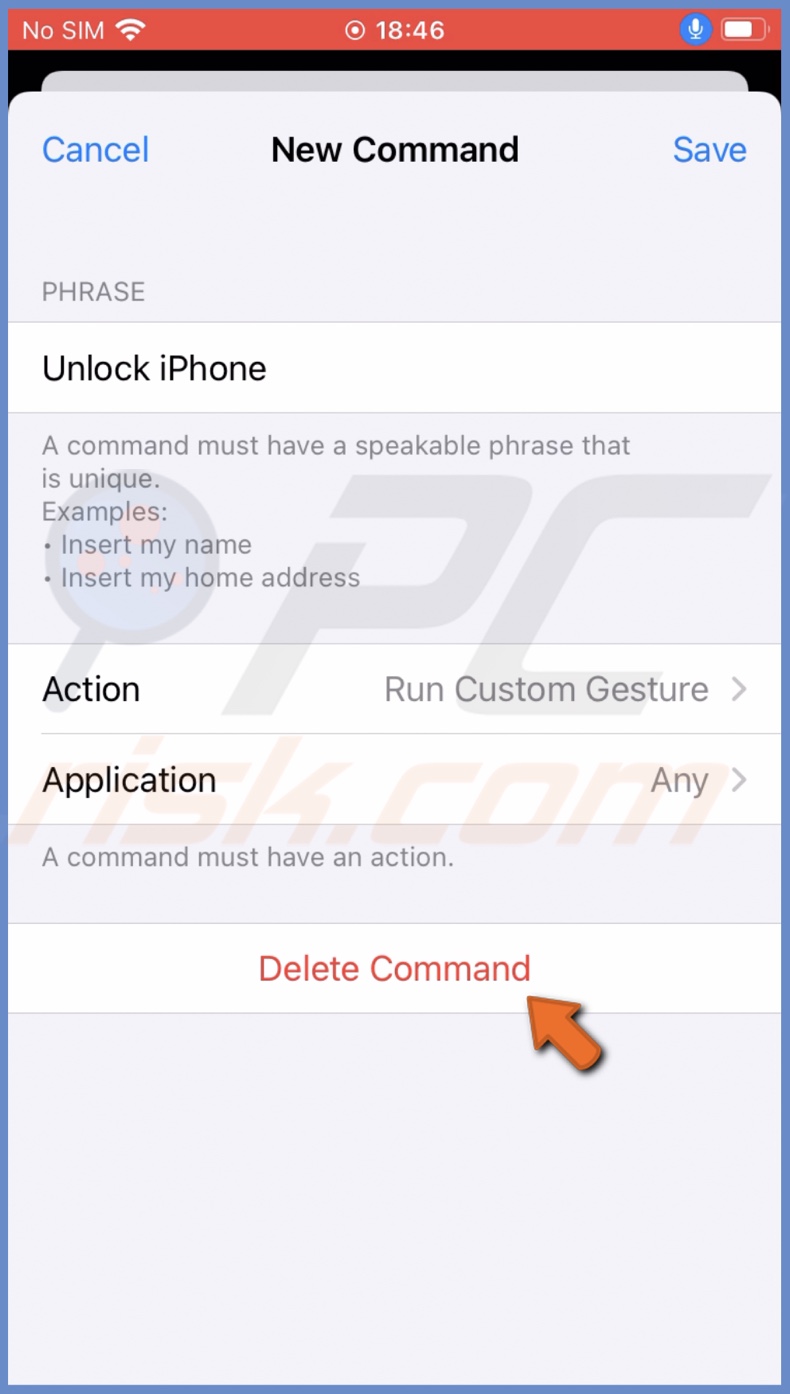 Tap on Delete Commands