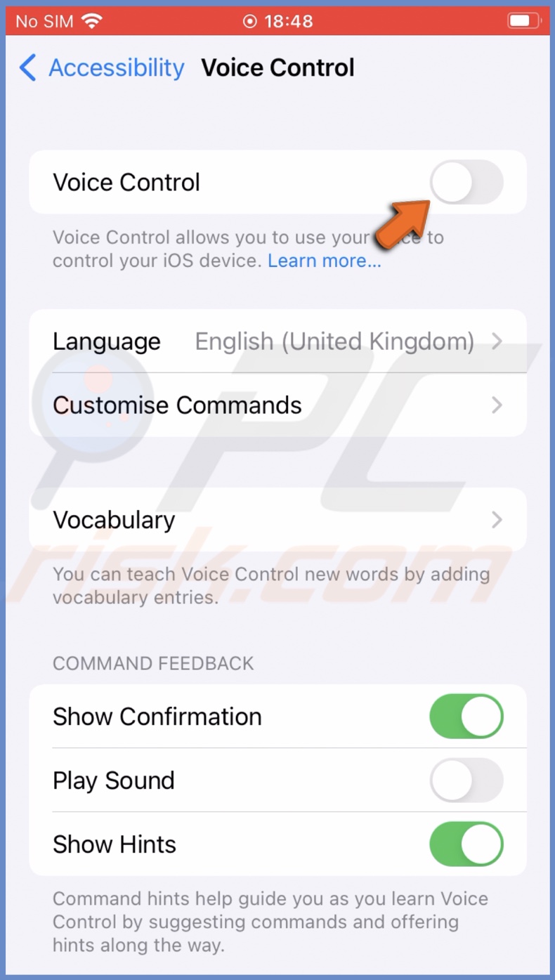 Disable Voice Control