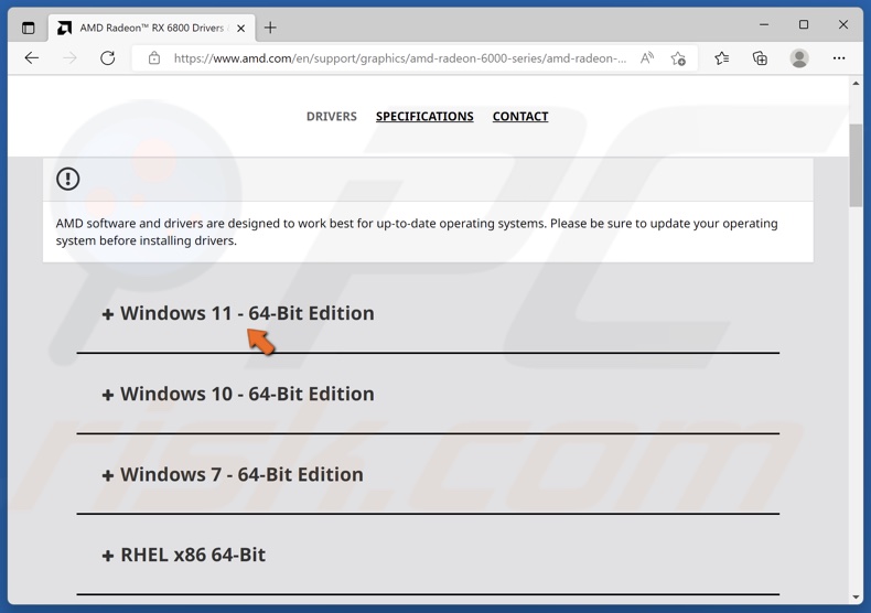 Select your operating system