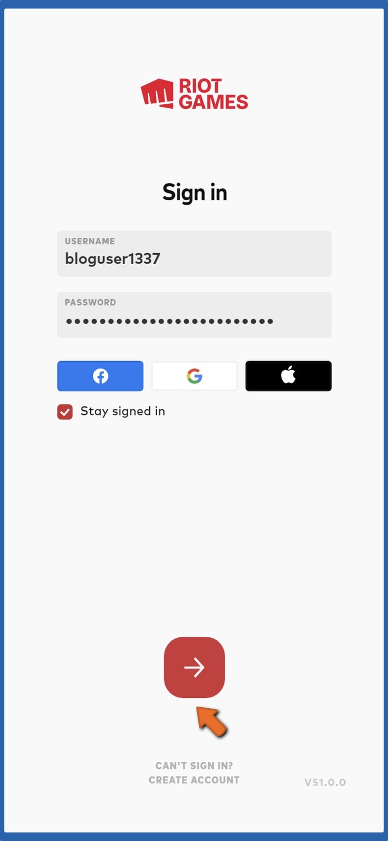 Enter your Valorant login credentials and click login