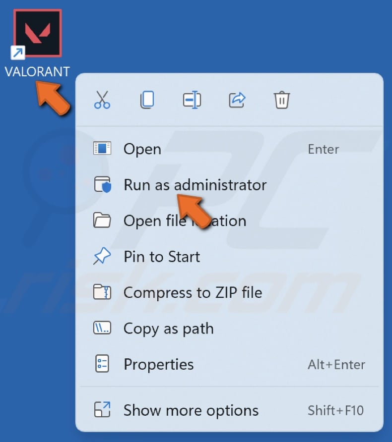 Right-click Valorant and click Run as administrator