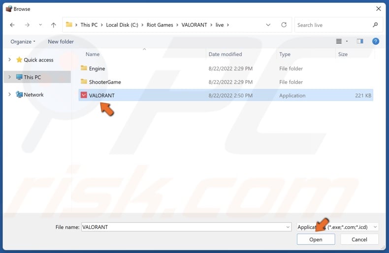 Select VAKLORANT and click Open