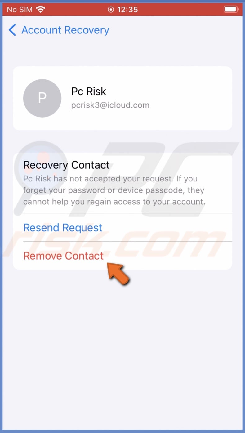 Tap on Remove Contact