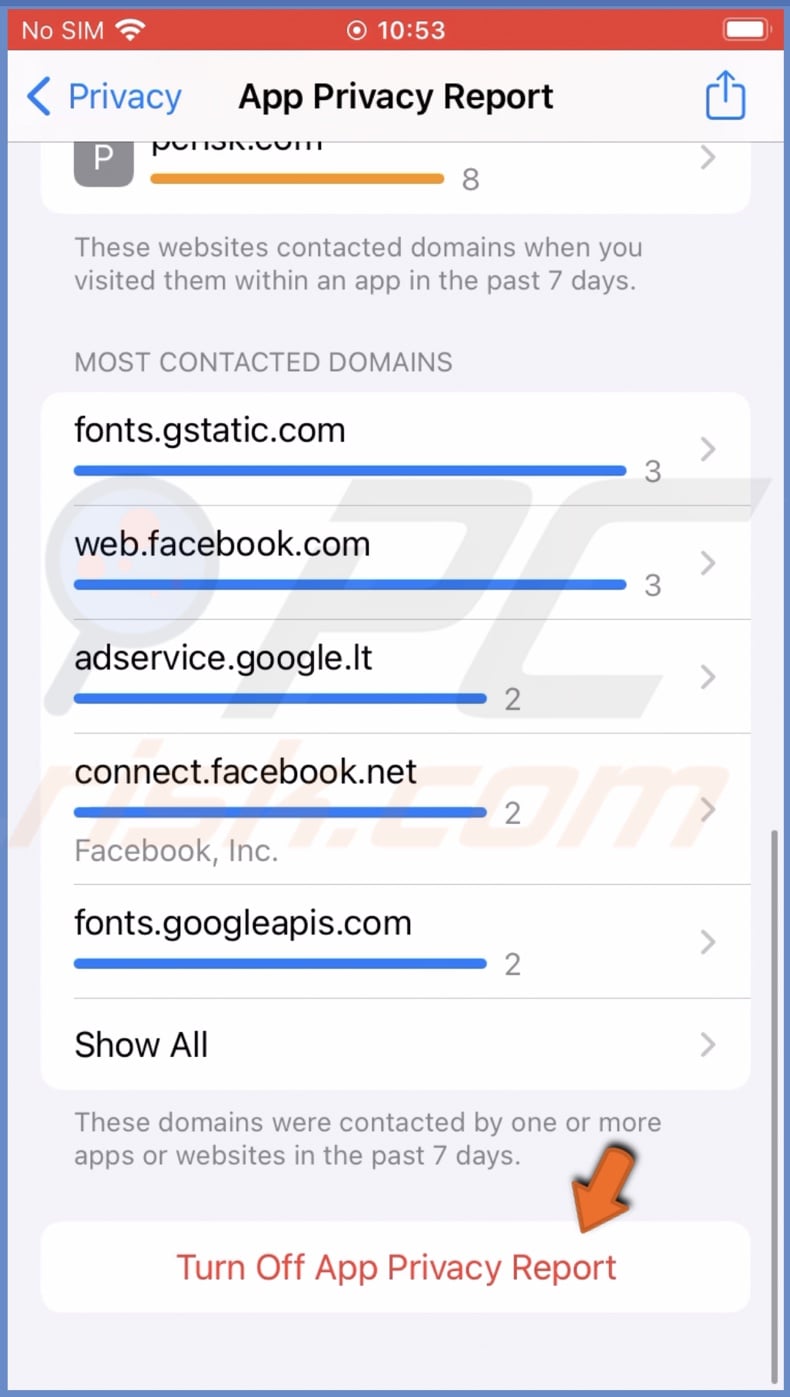 Disable App Privacy Report
