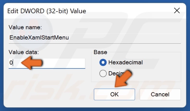 Set Value Data to 0 and click OK