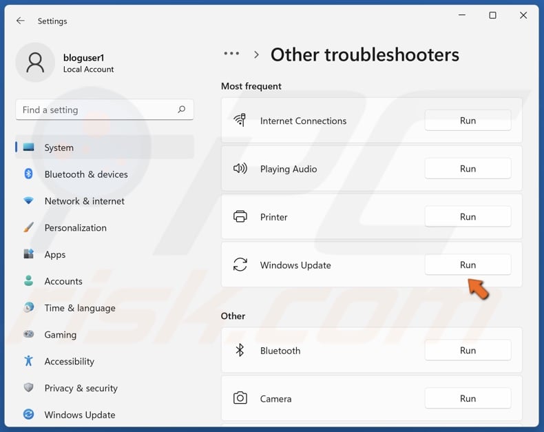 Run Windows Update troubleshooter