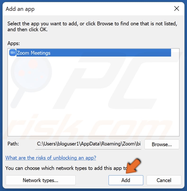 Click Add to add Zoom Meetings