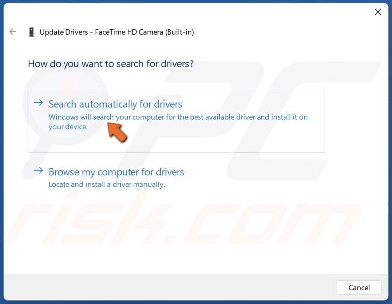Click Search automatically for drivers