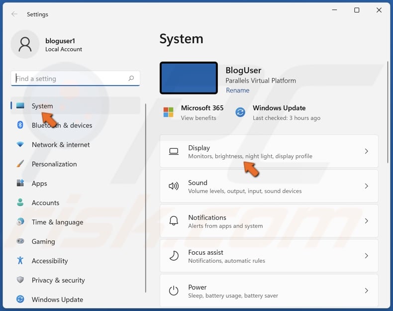 Select Display in the System panel