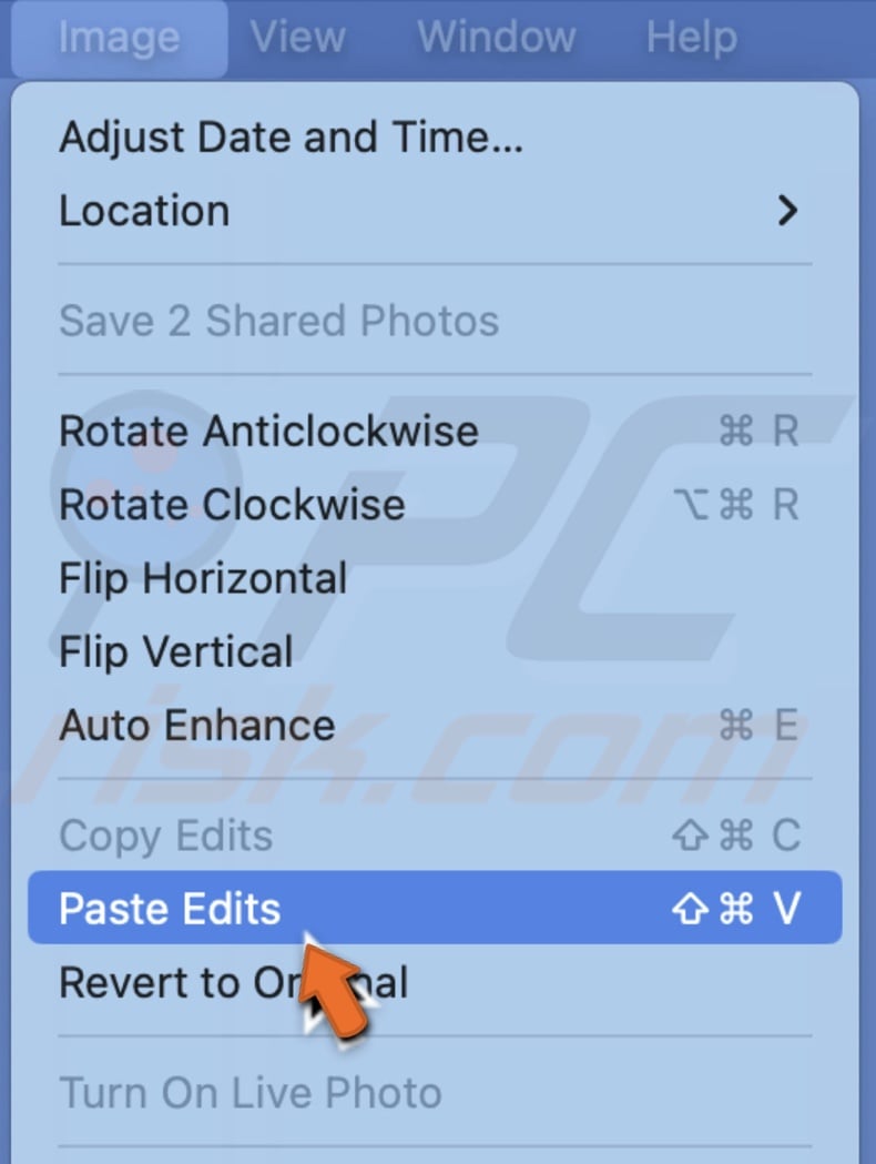 Click on Paste Edits