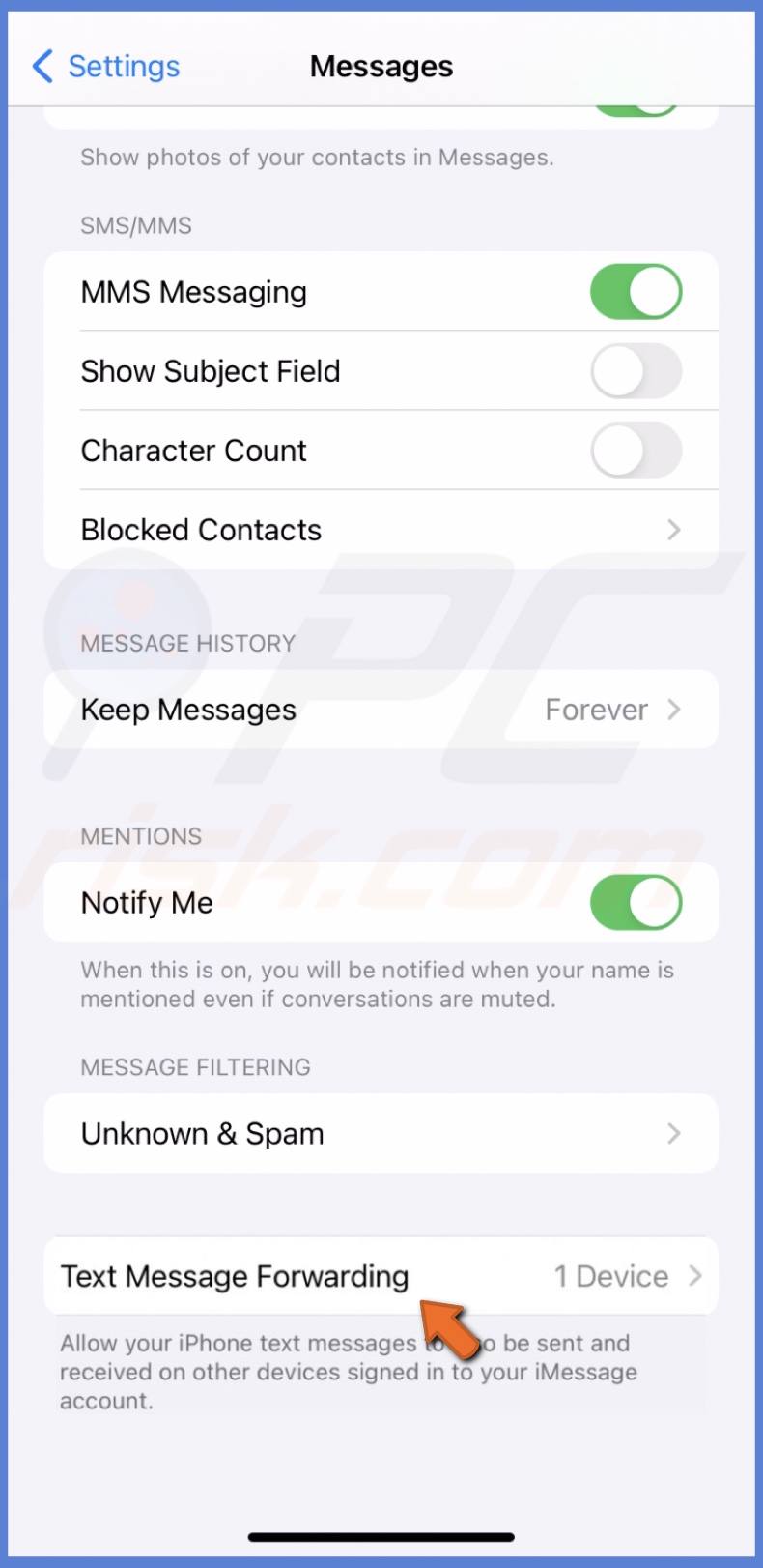 tap Text Messaging Forwarding