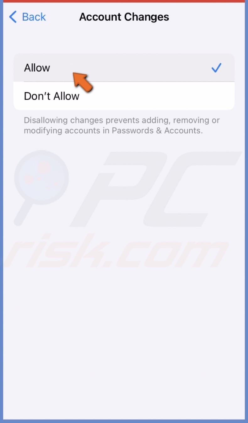 Allow account changes