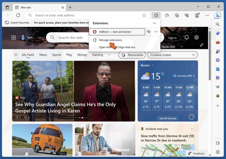 Click Manage extensions
