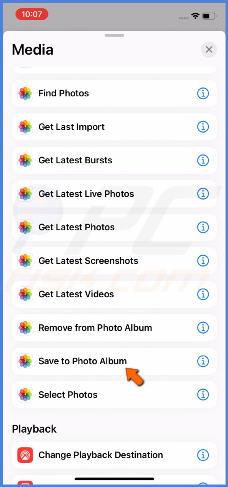 Tap Save to Photo Album